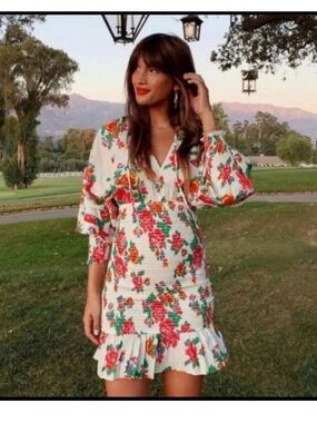 NWT Rhode Anya dress in the White Dazzle floral print size small